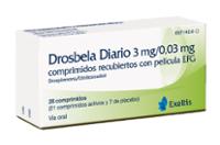 Caja de DROSBELA DIARIO 3 mg /0,03 mg COMPRIMIDOS RECUBIERTOS CON PELICULA EFG